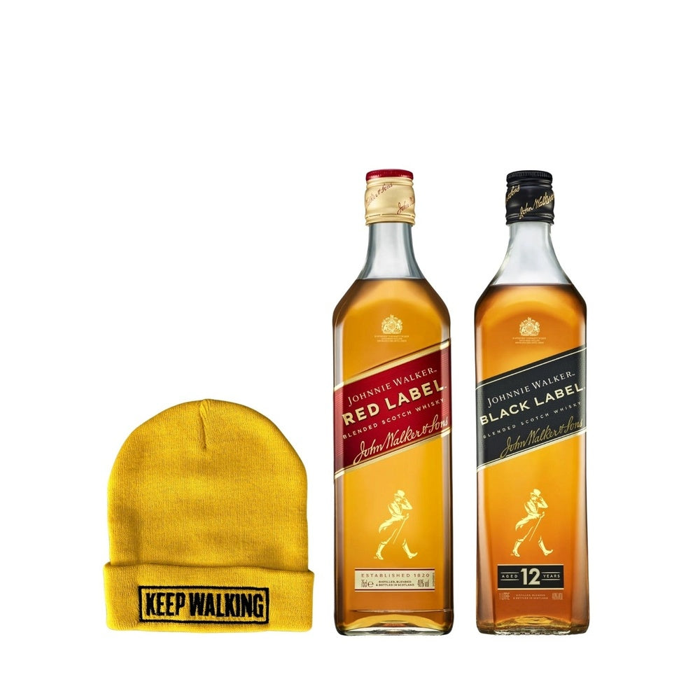 Johnnie Walker Red 750ml + Black 1Lt + Gorro