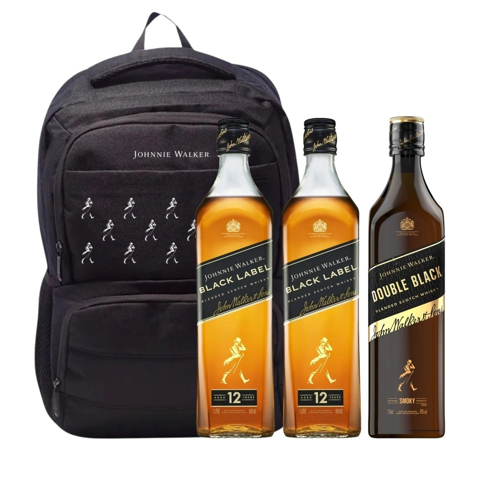 Johnnie Walker Black 1Lt x2 + Double Black + Mochila Negra